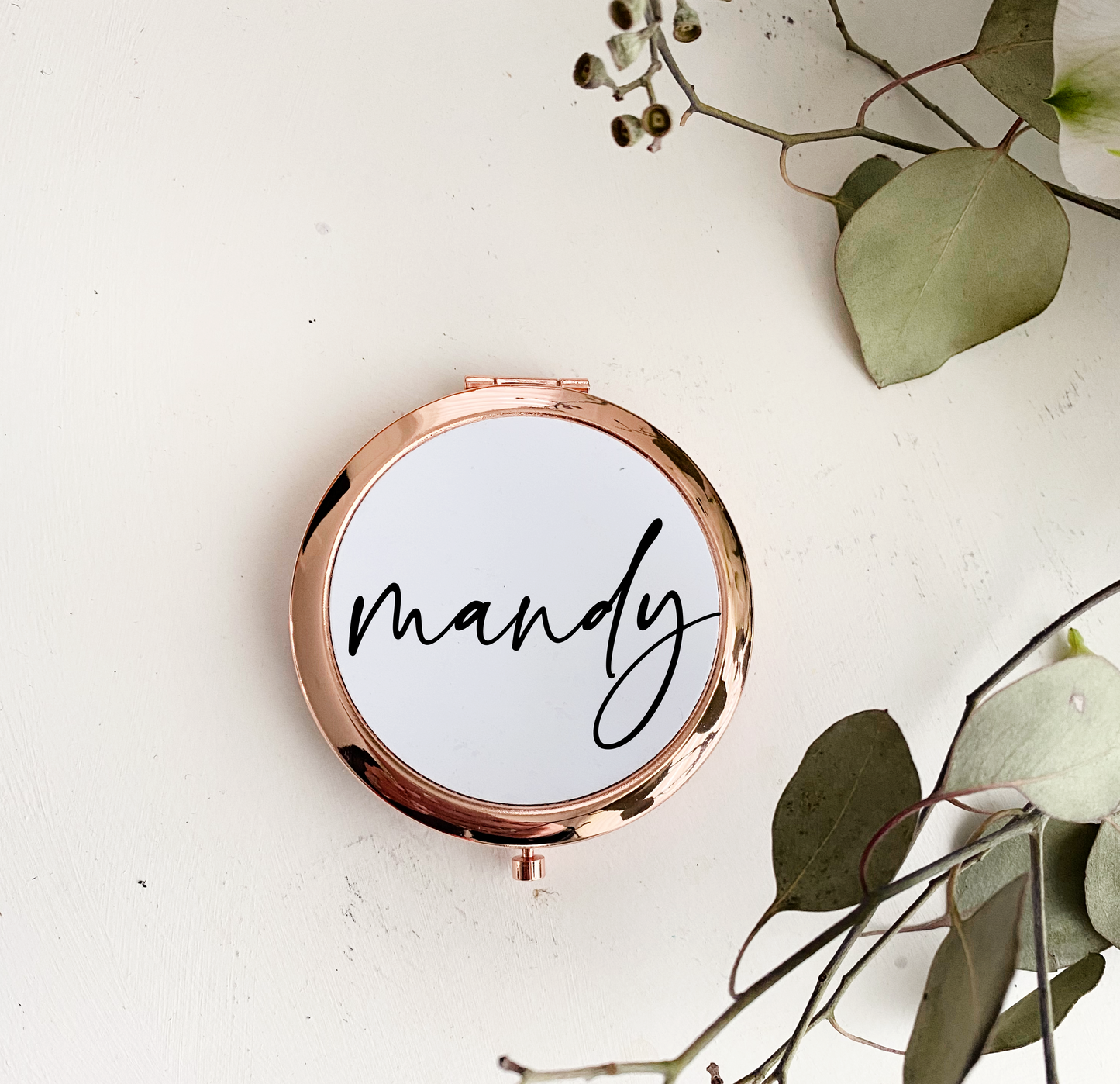 Personalized Compact Rose Gold Mirror